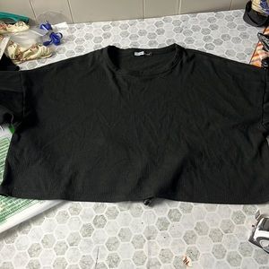 Day & Night Medium Black Short Sleeve Cropped Oversized T Shirt